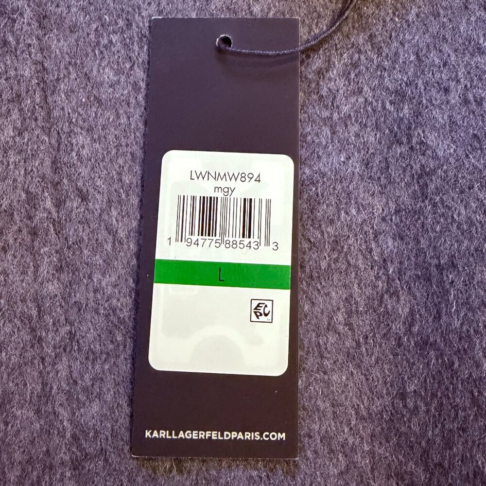 KARL LAGERFLED PARIS GRAY WOOL BLEND COAT WITH FAUX FUR COLLAR ~ NWT - Picture 5 of 12